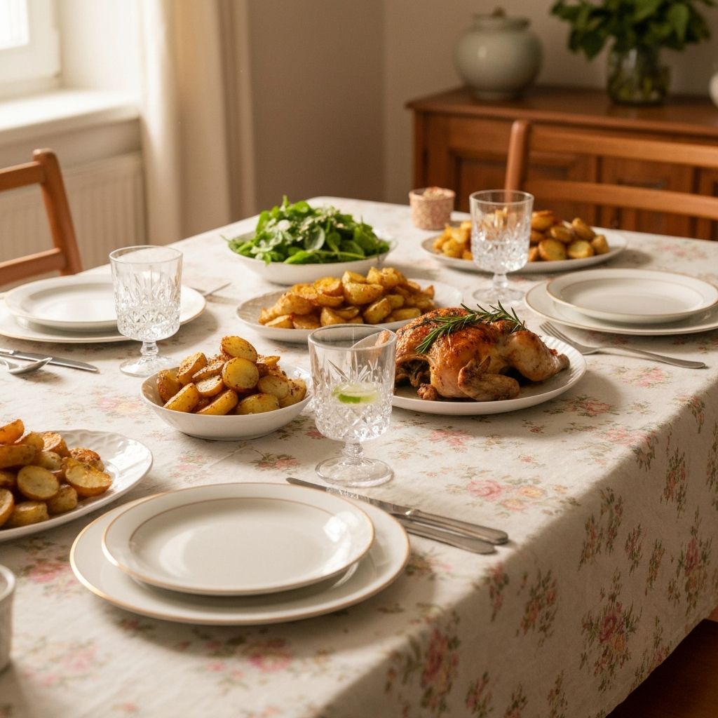Gedeckter Esstisch in häuslicher Umgebung