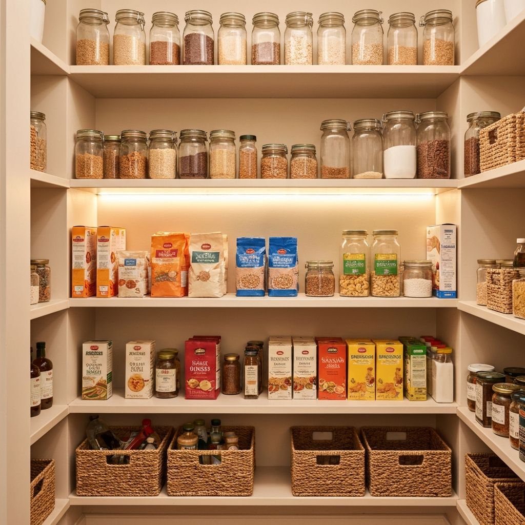 Vorratsschrank mit verschiedenen Lebensmitteln
